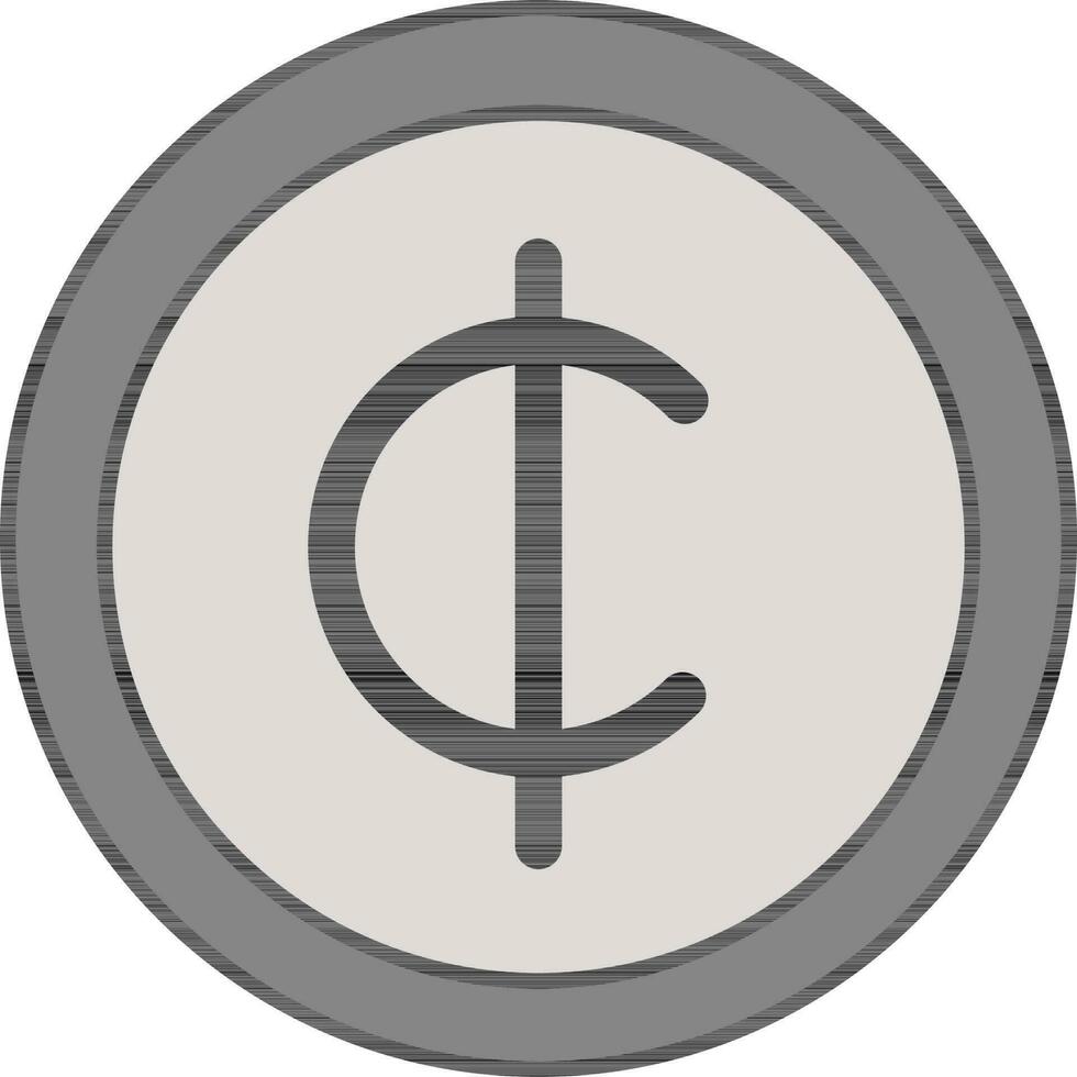 Gray Cedi Coin Icon in Flat Style vector