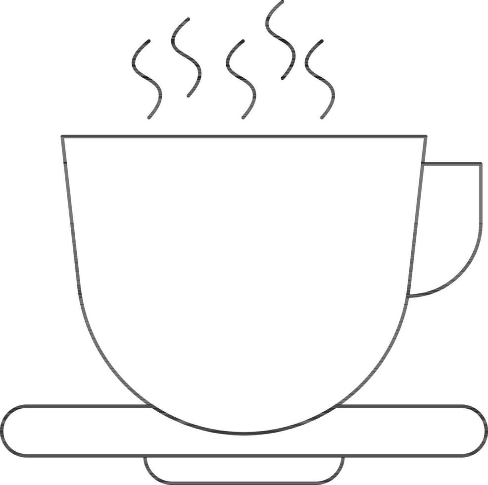 Hot Cup on Plate Icon in Black Outline. vector