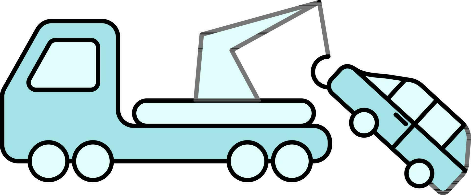 Crane with Car Icon in Turquoise Color. vector