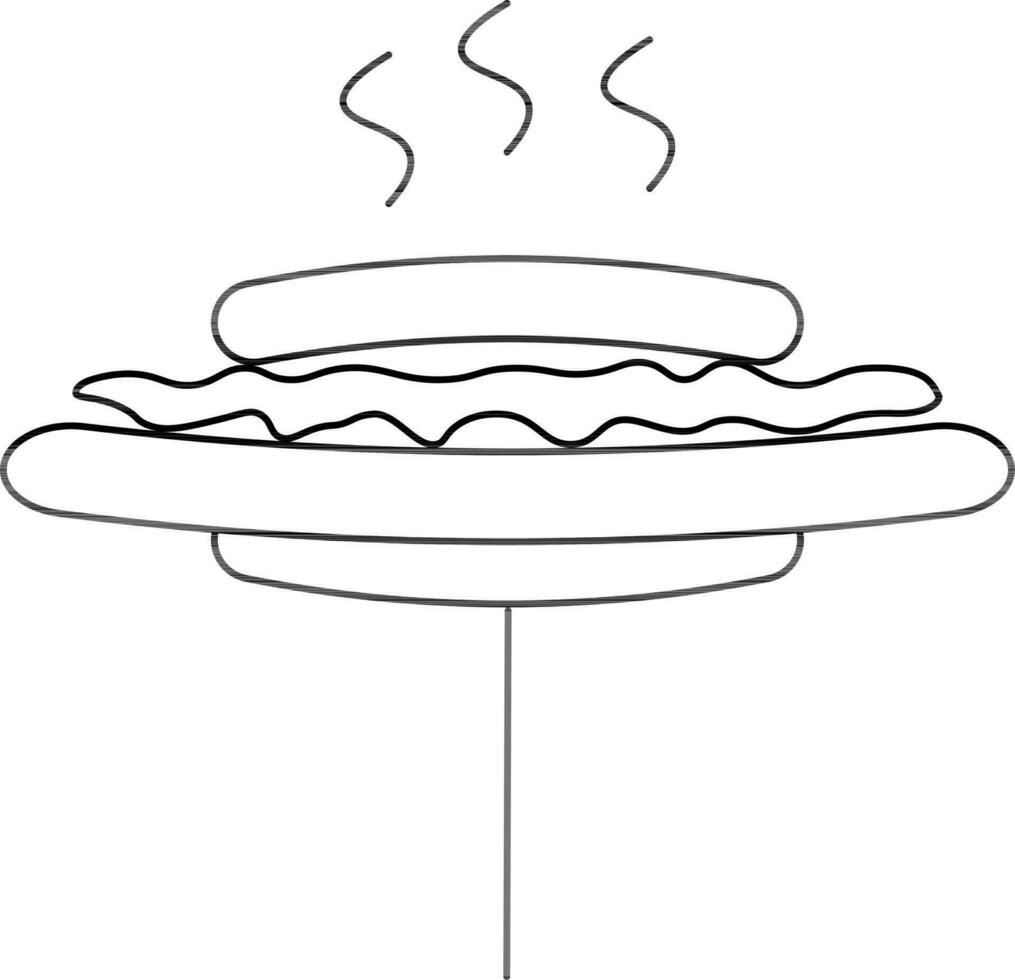 Hot Dog with Fork Icon in Thin Line Art. vector