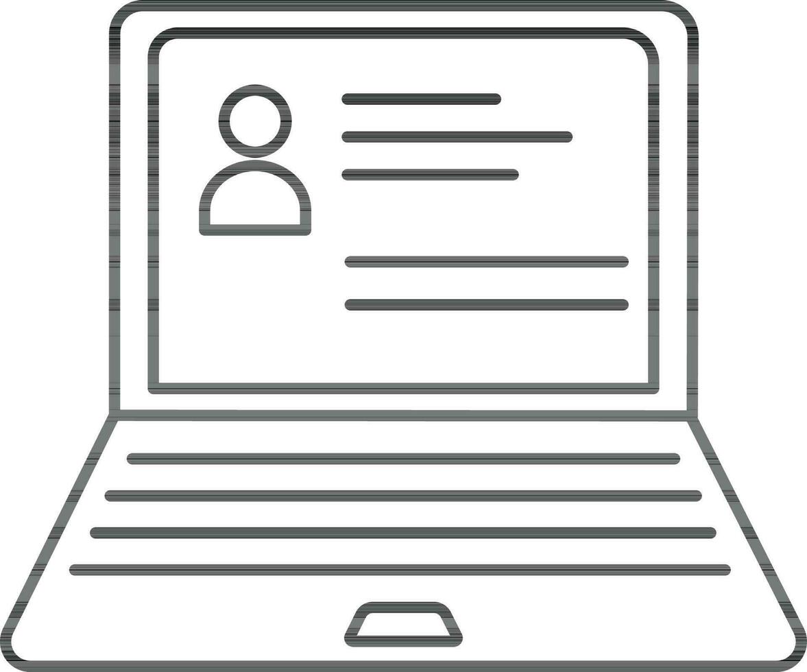 Character of man online searching job in laptop. vector