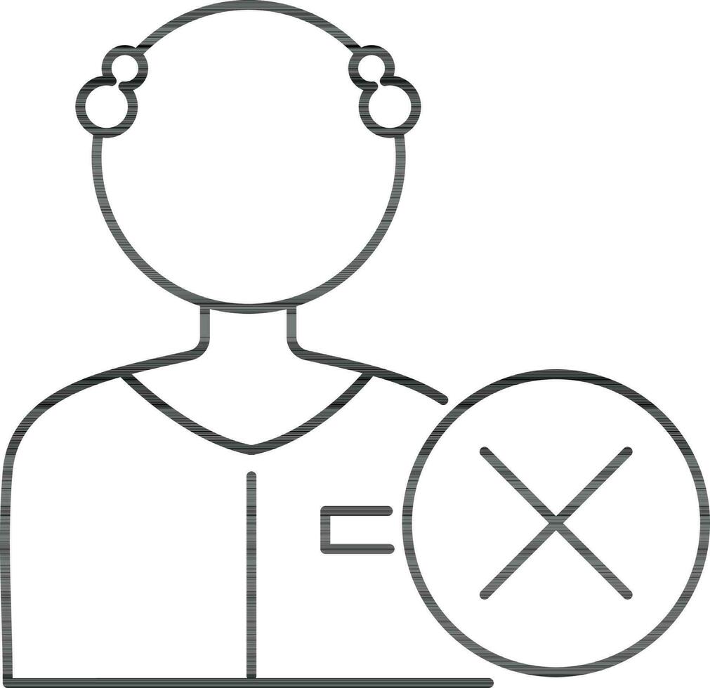 Character of man with rejected sign. vector