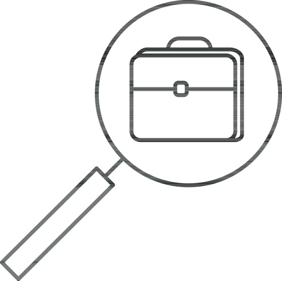 Briefcase in magnifying. vector