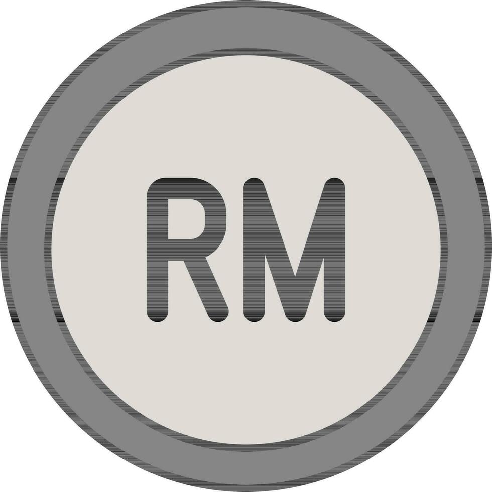 Malaysia Ringgit Coin in Grey Color. vector