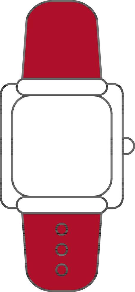 Smart Watch Icon in Red and White Color. vector