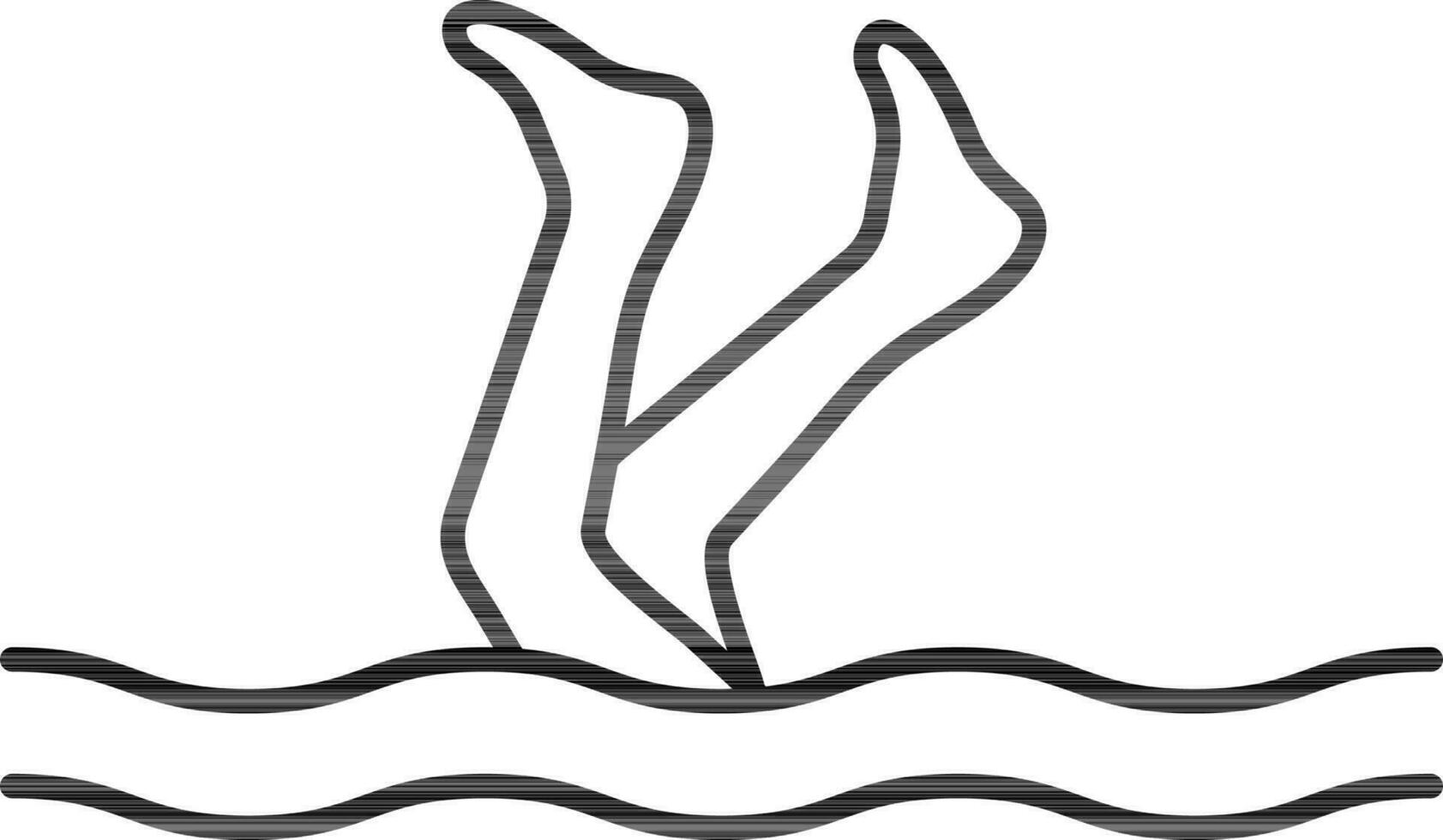 sincronizado nadando línea Arte icono en plano estilo. vector