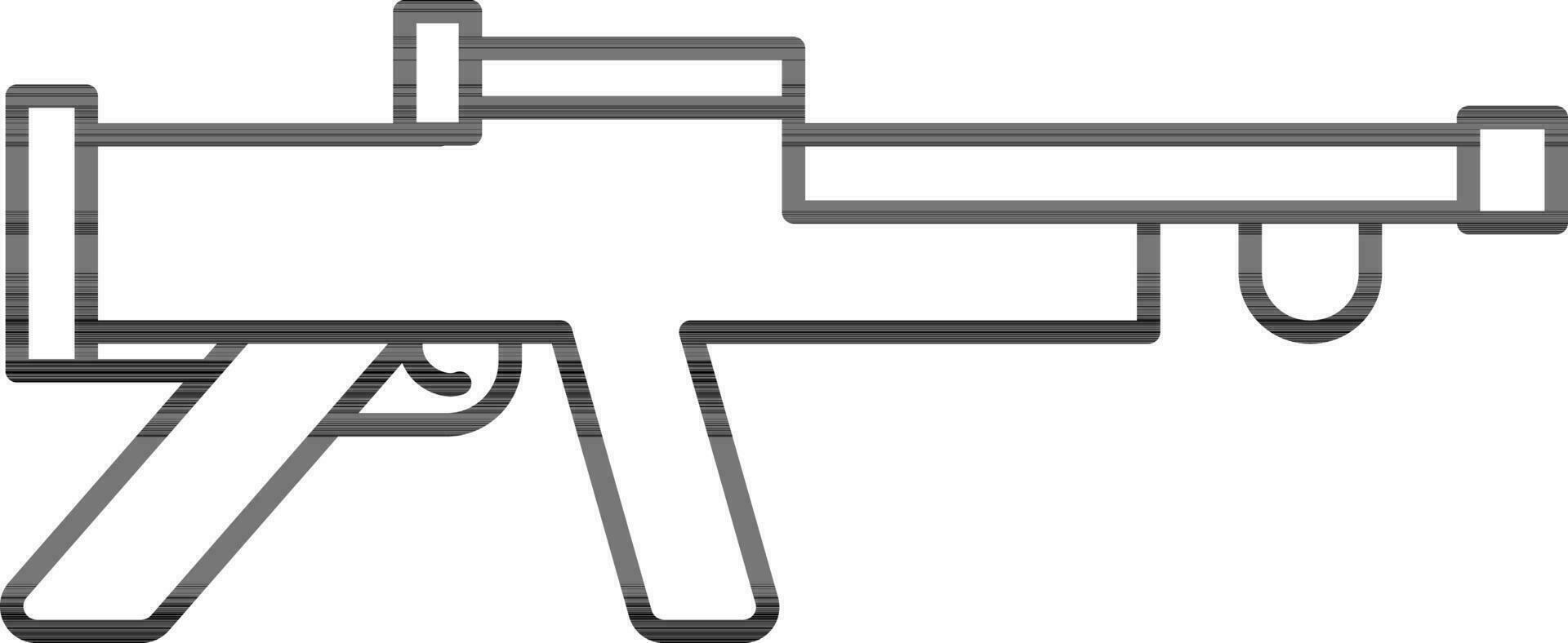 Black Outline Rifle Icon on White Background. vector