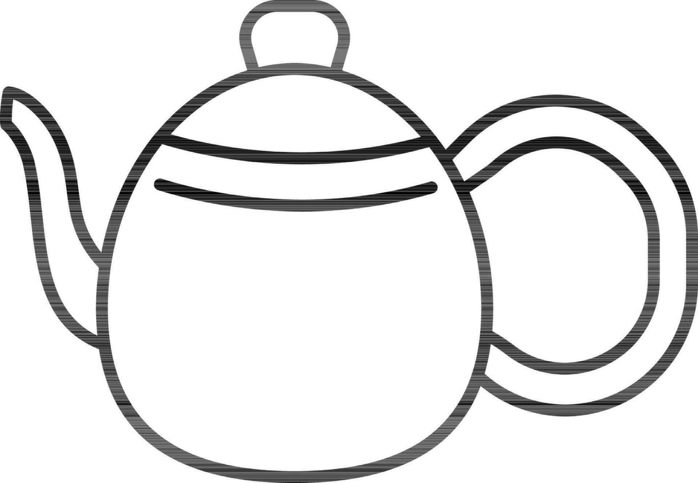 Flat Style kettle Icon In Thin Line Art. vector