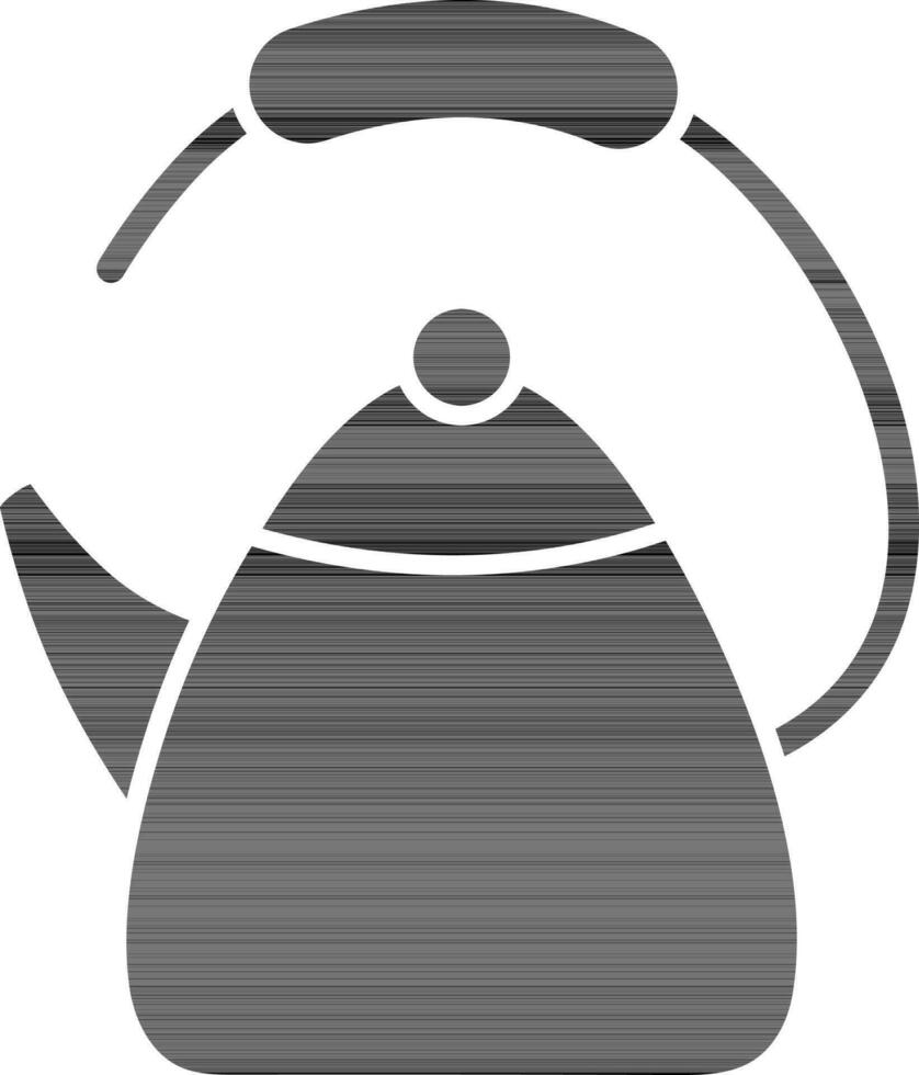 Flat Style kettle Icon In Black Outline. vector