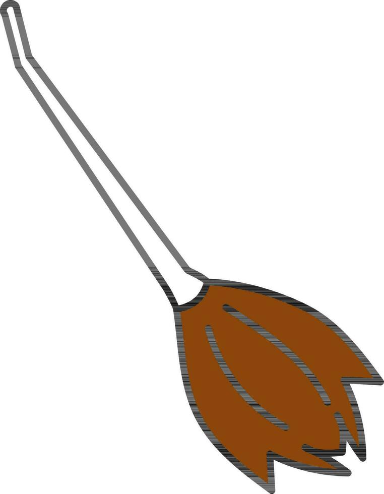 Brown Broom Icon in Flat Style. vector