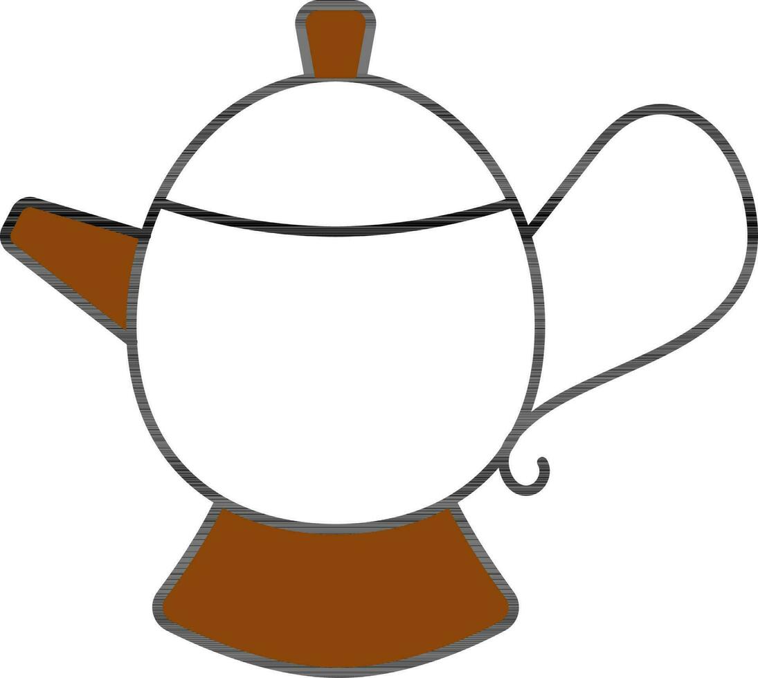 Teapot or Kettle Icon in Brown and White Color. vector