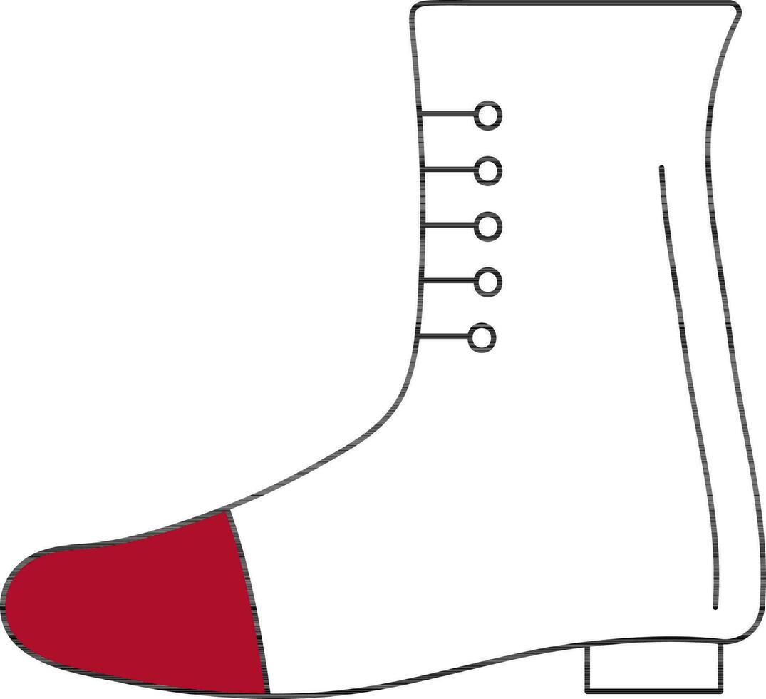 Red and White Boot Icon in Flat Style. vector