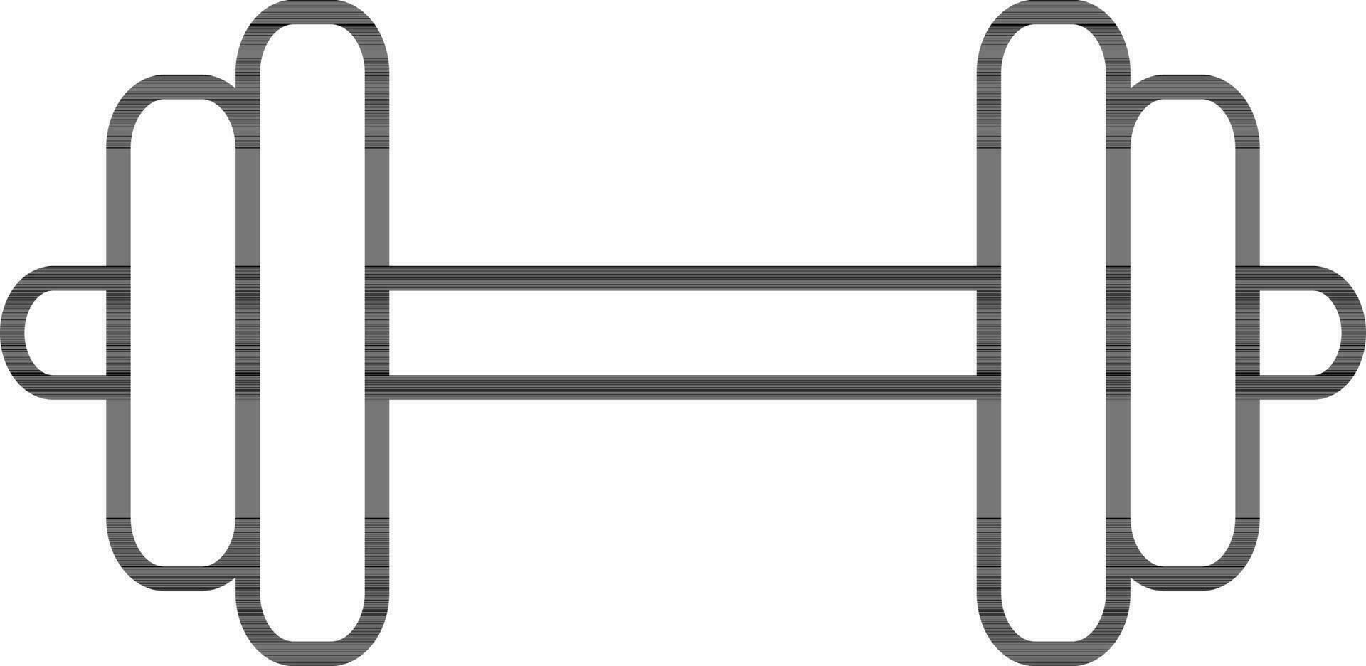 Black Line Art Illustration of Dumbbell Icon. vector