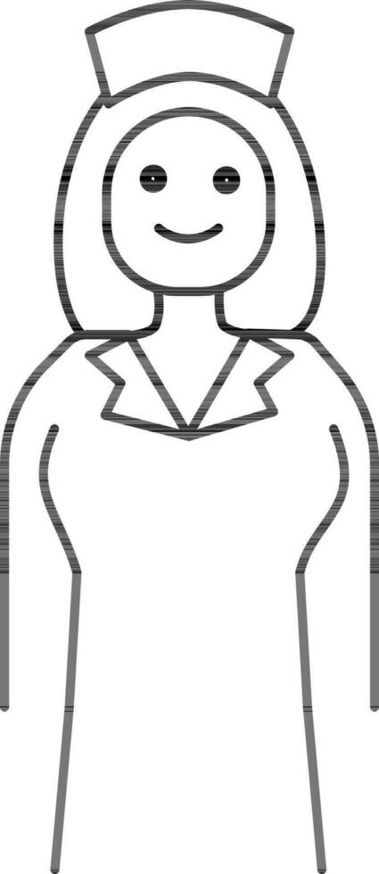 Flat Style Nurse Icon in Line Art. vector