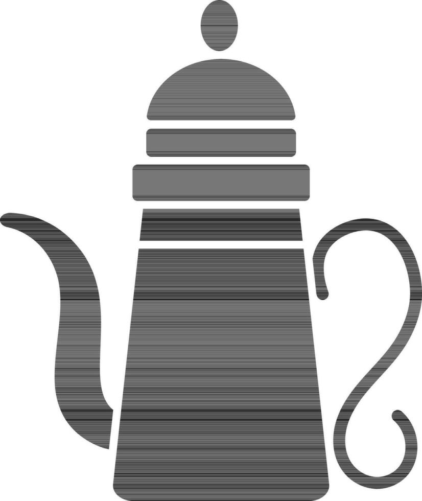 Black Outline Kettle Icon On White Background. vector