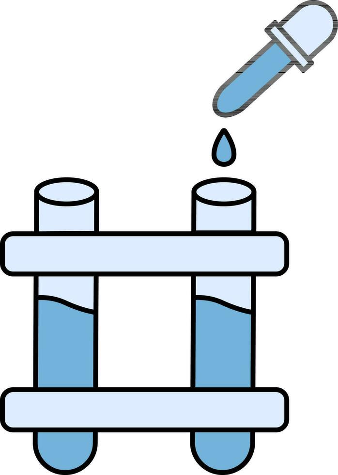 prueba tubos con pipeta o cuentagotas icono en plano estilo. vector