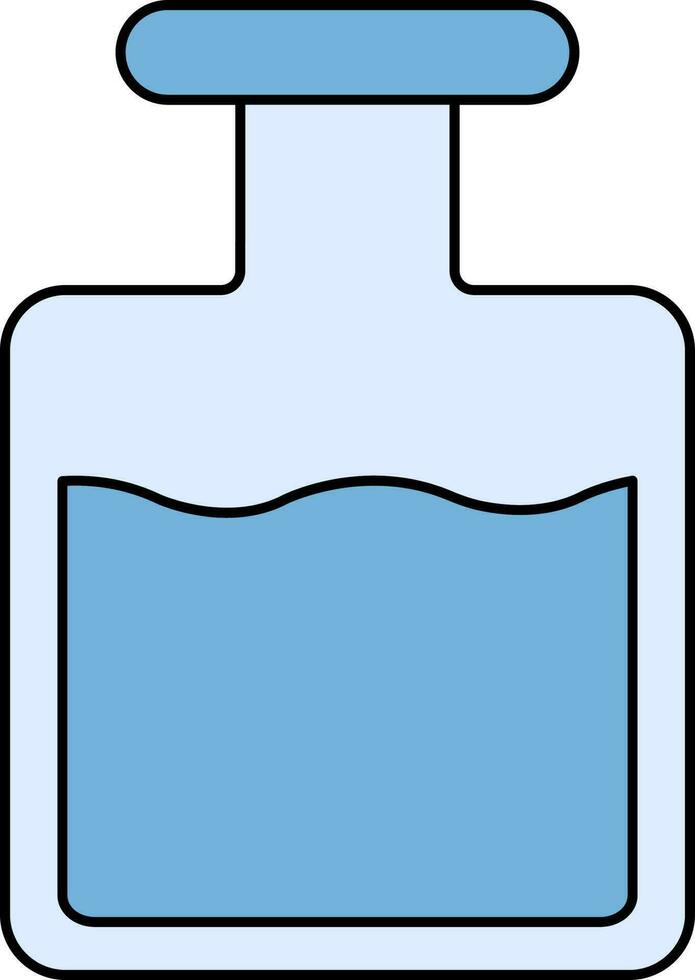 líquido botella icono o símbolo en azul color. vector