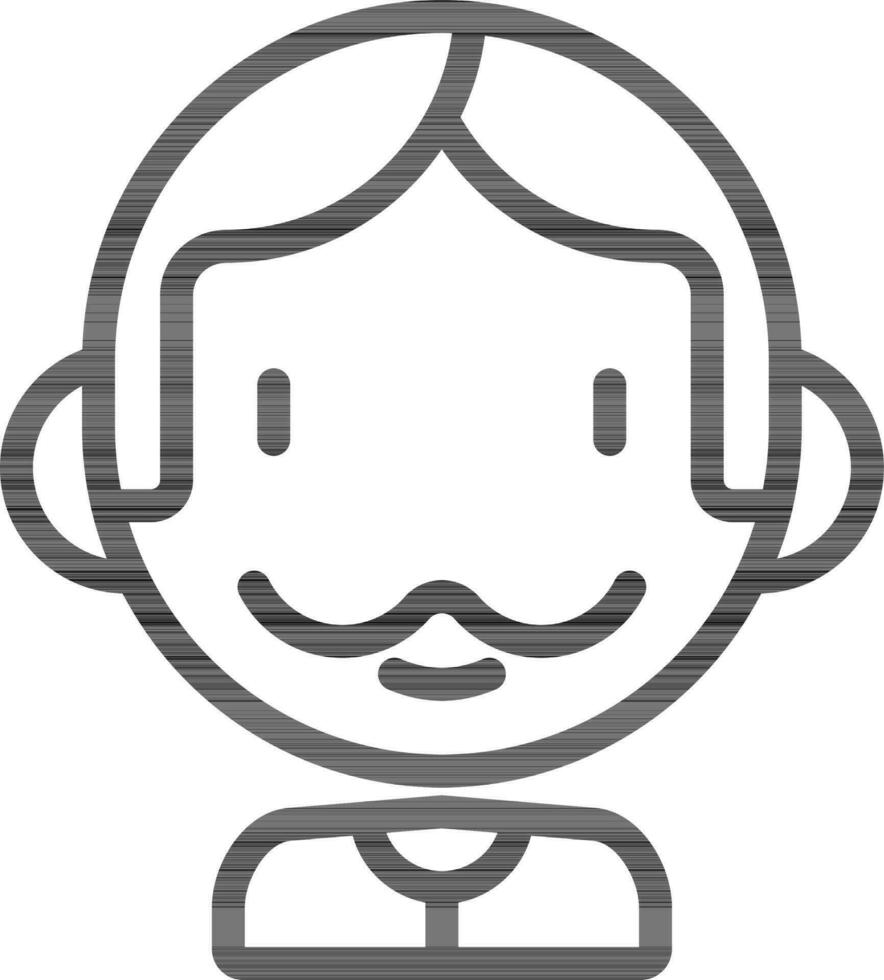 Man Character Icon In Black Thin Line Art. vector