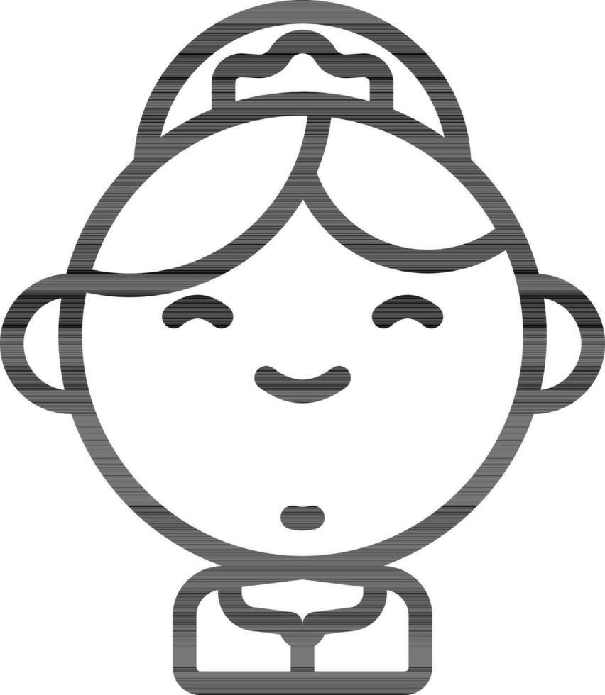 Princess Icon In Thin Line Art. vector