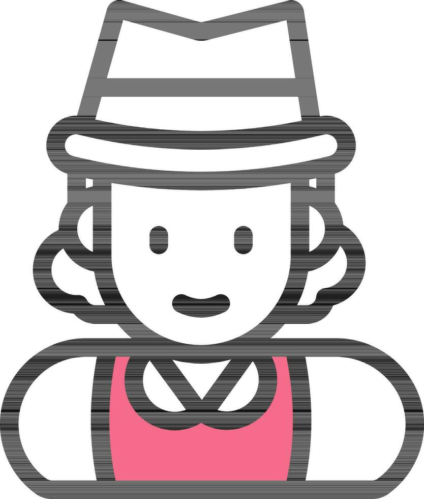 Musketeer Icon In Pink And White Color. vector