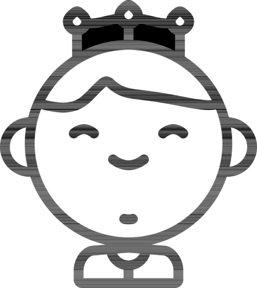 Black And White Color Prince Icon In Flat Style. vector