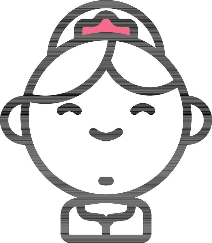 Princess Icon In Black Line Art. vector