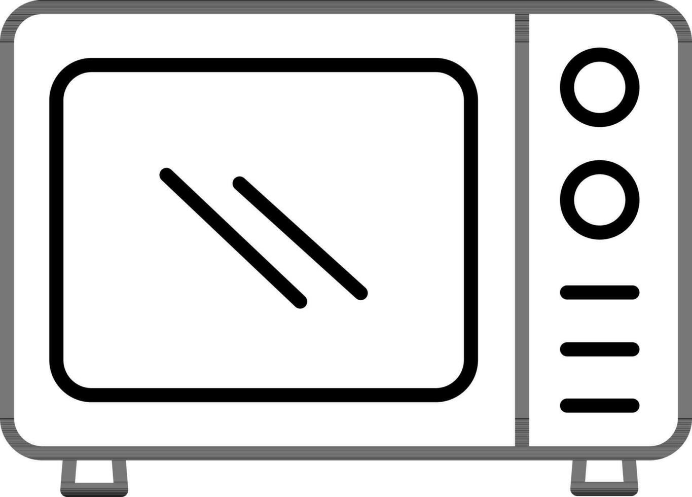 Microwave Icon or Symbol in Black Line Art. vector