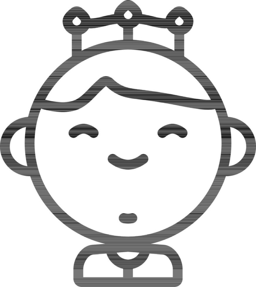 Black Line Art Prince Icon In Flat Style. vector