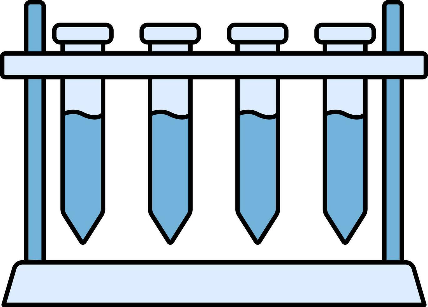 plano estilo prueba tubo estante icono en azul color. vector