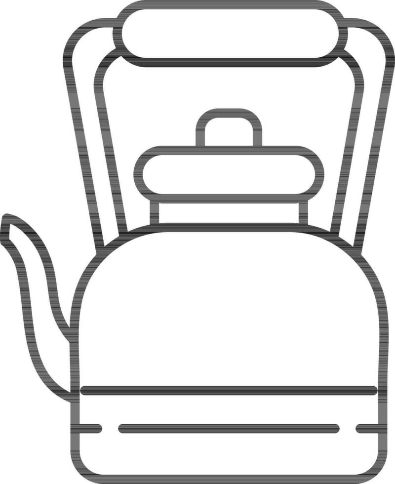 Kettle Icon In Black Line Art. vector