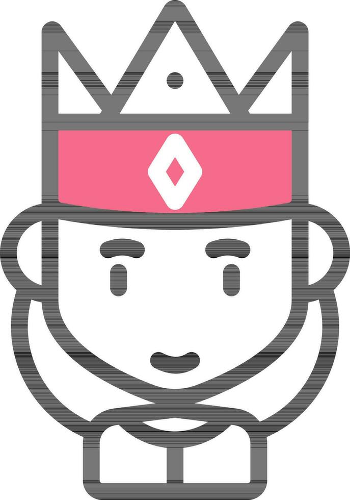 Queen Icon In Pink And White Color. vector