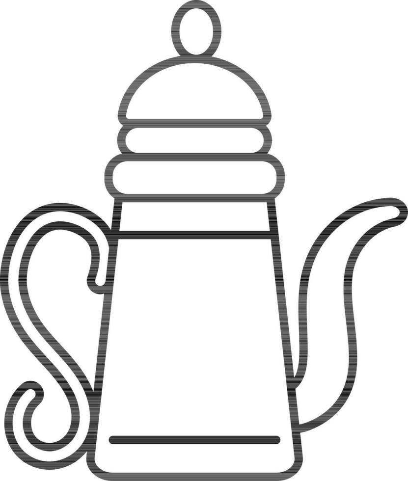 Black Outline Kettle Icon On White Background. vector