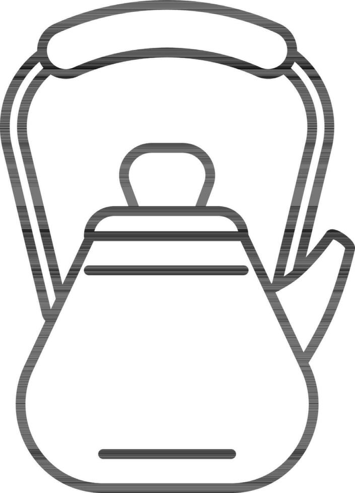 Kettle Icon In Flat Style Line Art. vector