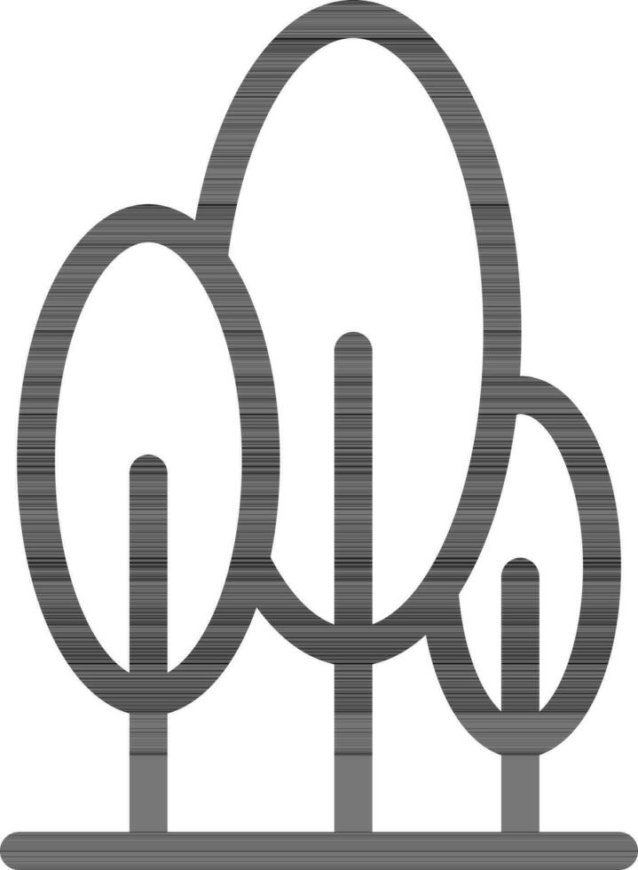plano estilo árbol icono en negro línea Arte. vector