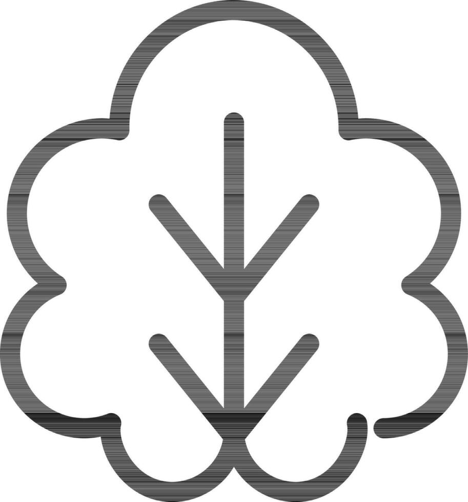 Flat style Leaf icon in black line art. vector