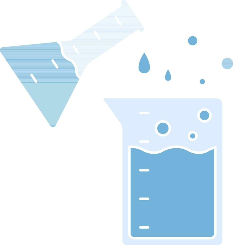 Chemical Beaker With Flask Icon In Blue Color. vector
