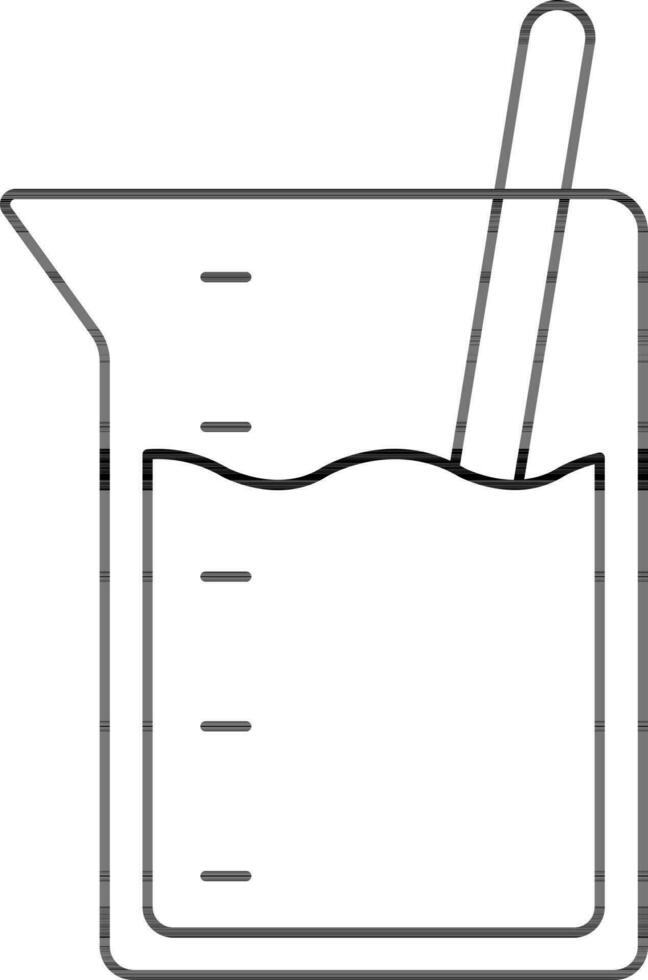 Flat Style Beaker Icon in Black Line Art. vector