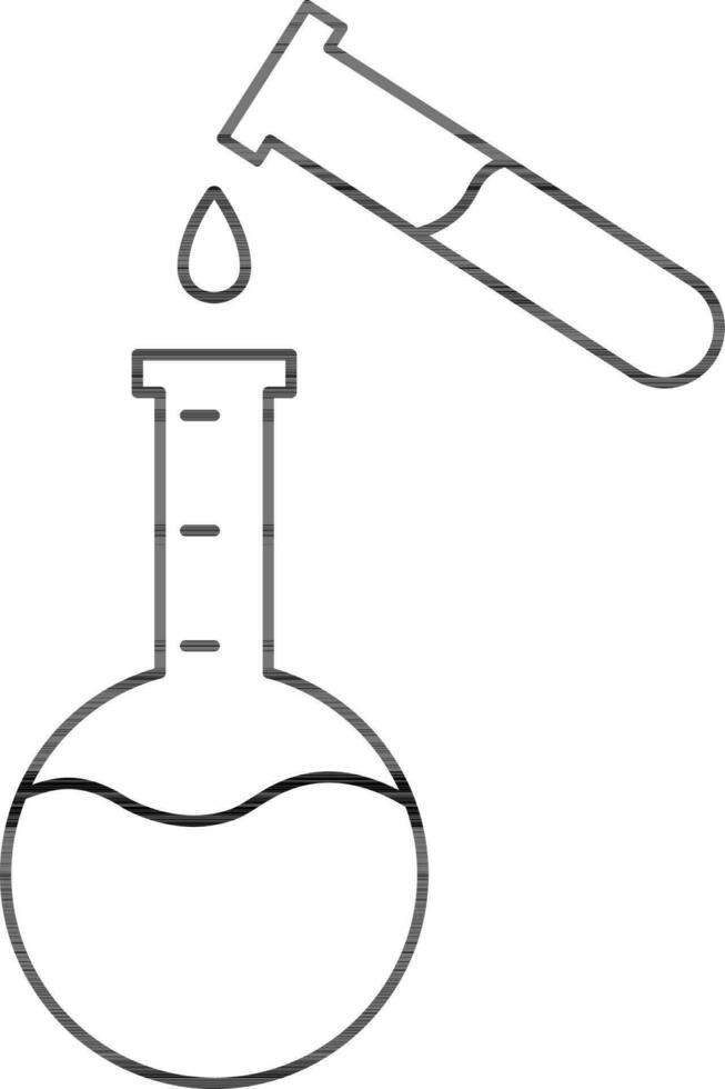 Round Bottom Flask With Test Tube Icon in Black Thin Line. vector