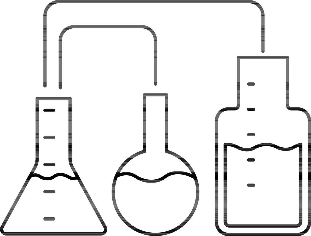 Pipe Lab Flasks Icon in Black Outline. vector