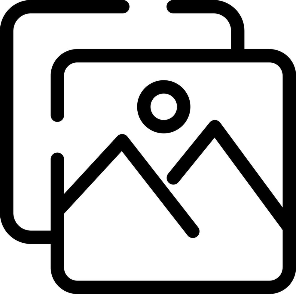 Photo icon of mountain and sun in line art. vector