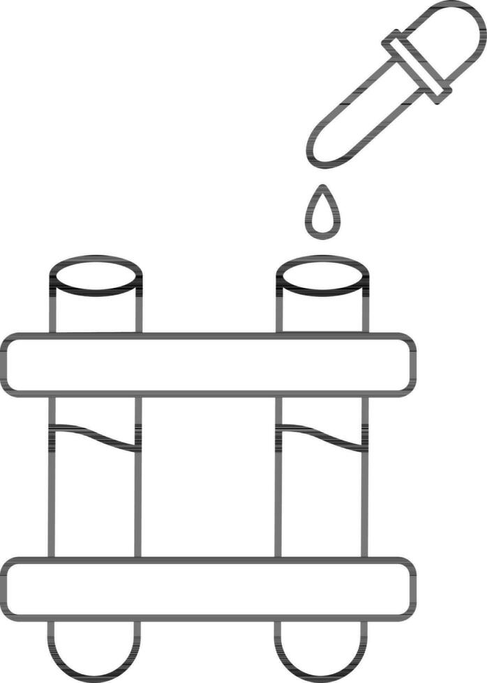 Test Tubes With Pipette or Dropper Icon In Black Outline. vector