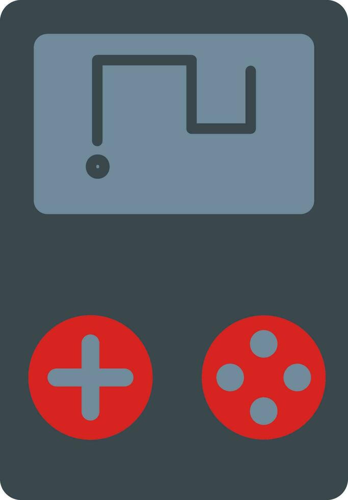 Gray And Red Color Snake Game In Game Boy Icon. vector