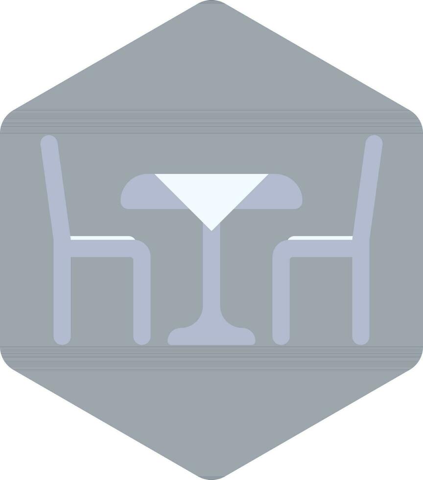 Dining Table Icon In Gray Color On Hexagonal Shape. vector