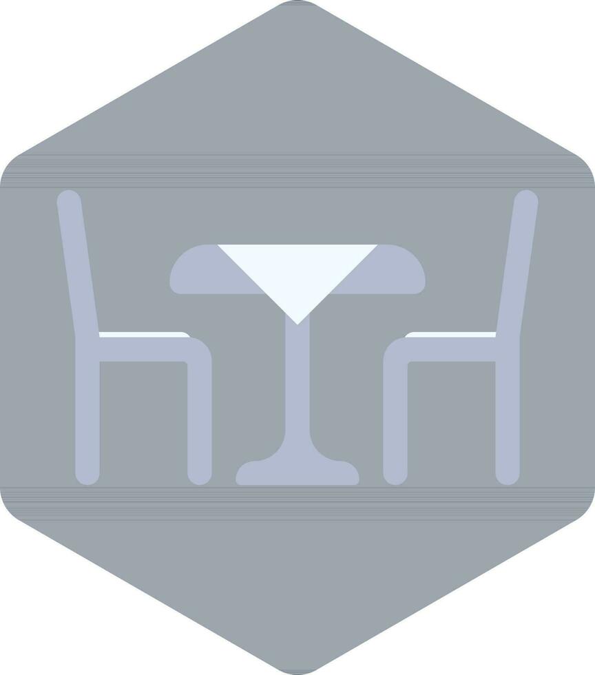 Dining Table Icon In Gray Color On Hexagonal Shape. vector