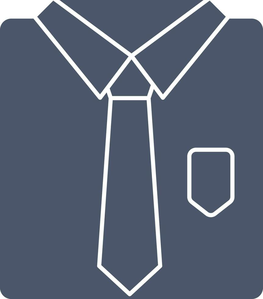 camisa y Corbata icono o símbolo en azul y blanco color. vector