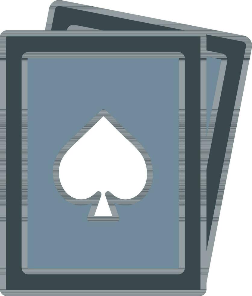 Ace of Spade Card Icon In Gray And White Color. vector