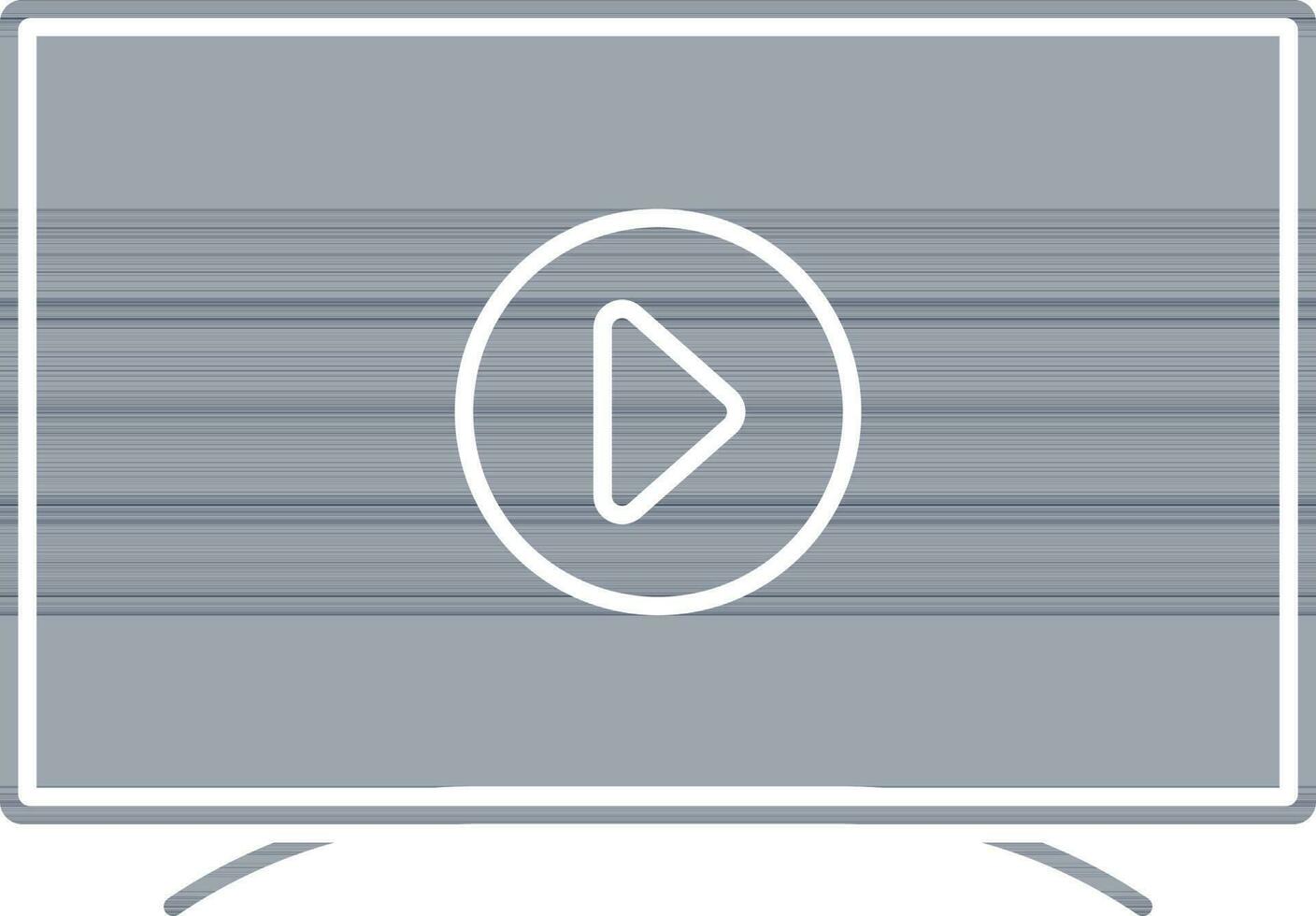Blue And White Video Player In Monitor Icon Or Symbol. vector