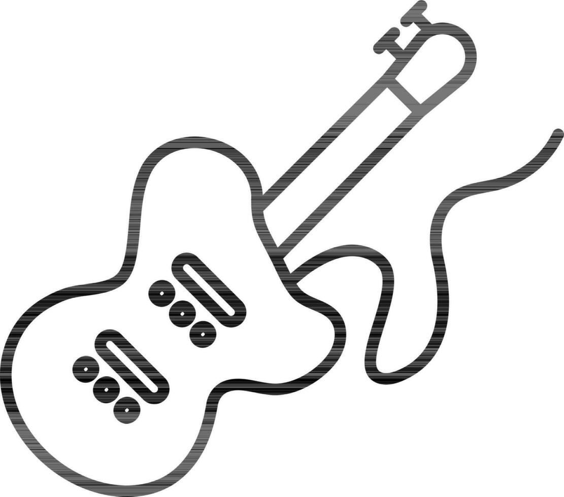 Guitar Icon In Black Outline. vector