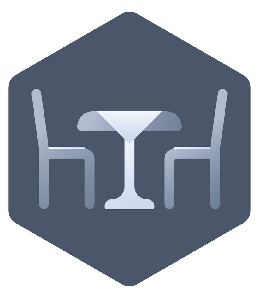 Dining Table Icon On Haxagonal Shape. vector