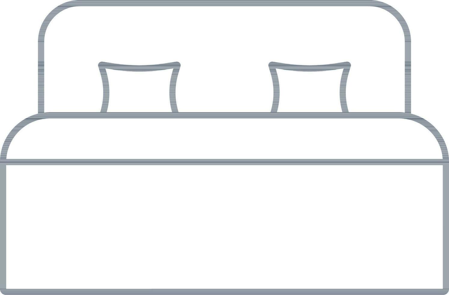 Linear Style Double Bed Icon Or Symbol. vector